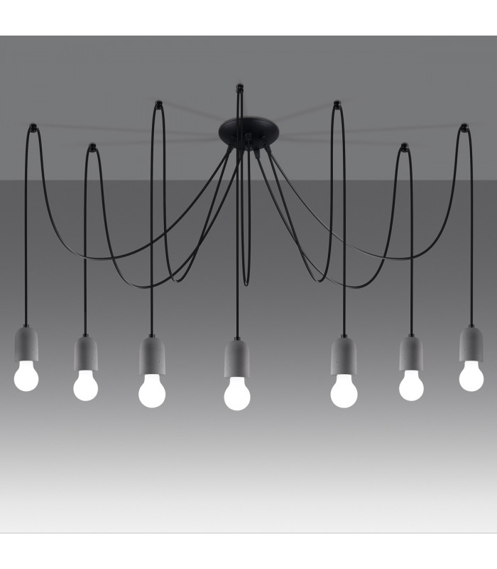 Neso Minimalistic Cluster Pendant Ceiling Light Black 7x E27-3