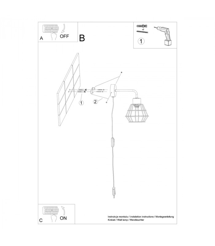 Suba Industrial Wall Lamp Black 1x E27-7