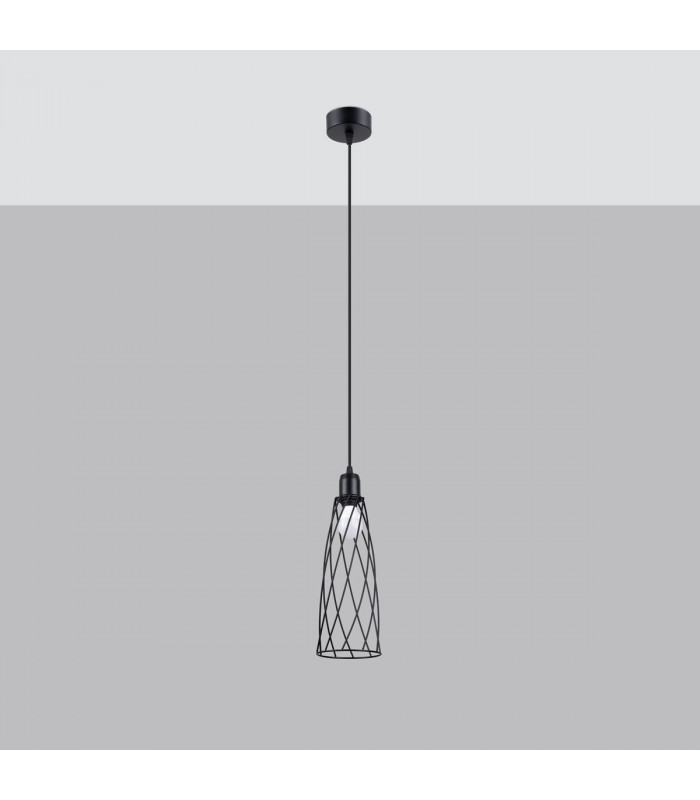 Suba Industrial Wire Frame Pendant Ceiling Light Black 1x E27-2