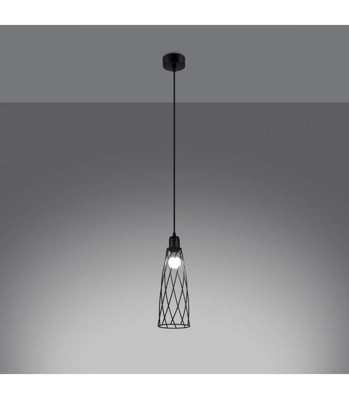 Suba Industrial Wire Frame Pendant Ceiling Light Black 1x E27-3