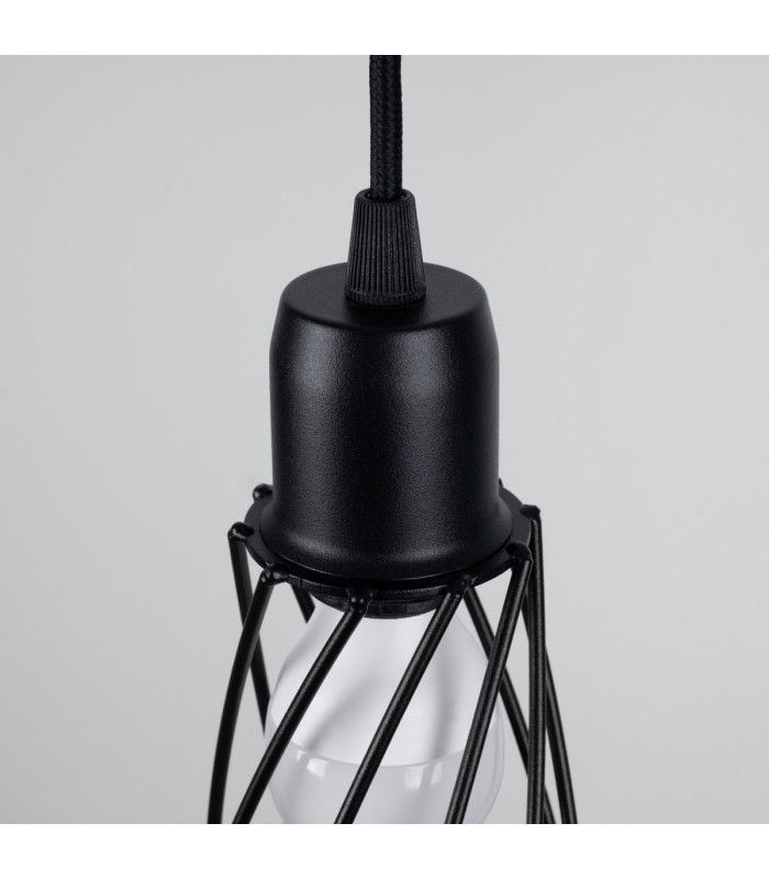 Suba Industrial Wire Frame Pendant Ceiling Light Black 1x E27-4