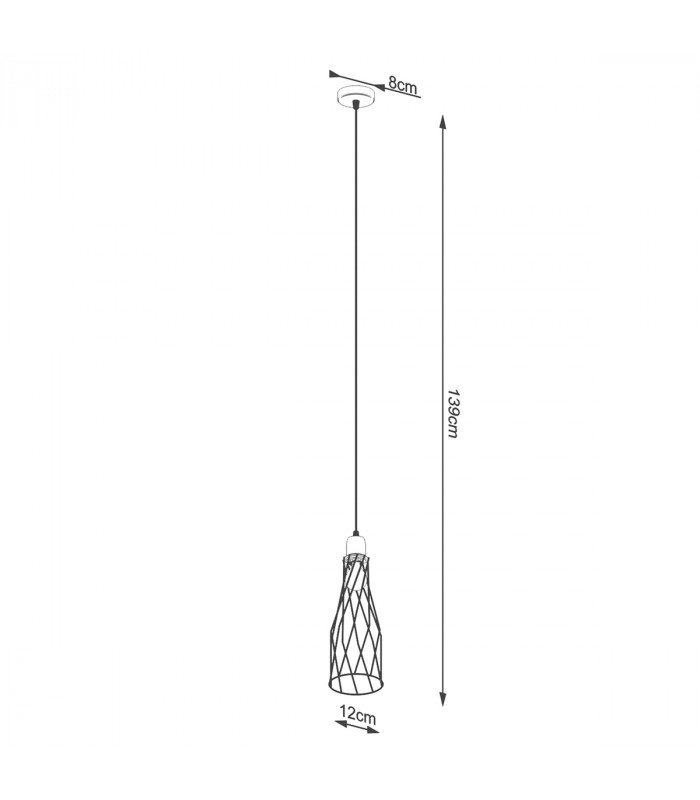 Suba Industrial Wire Frame Pendant Ceiling Light Black 1x E27-5