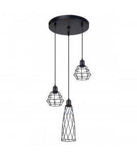 Suba Industrial Cluster Pendant Ceiling Light Black 3x E27-1