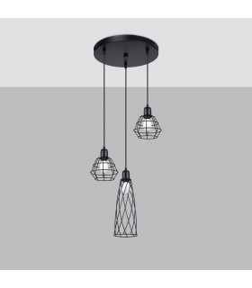 Suba Industrial Cluster Pendant Ceiling Light Black 3x E27-2
