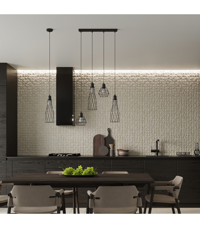 Suba Industrial Cluster Pendant Ceiling Light Black 3x E27-8