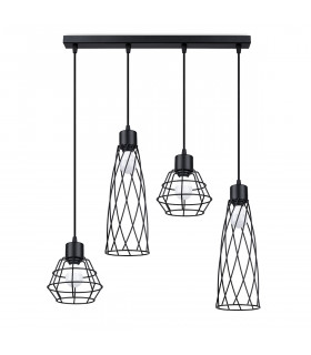 Suba Industrial Bar Pendant Ceiling Light Black 4x E27-1