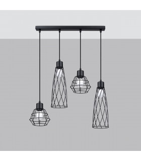 Suba Industrial Bar Pendant Ceiling Light Black 4x E27-2