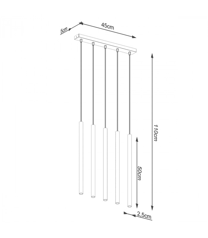 Pastelo Modern Bar Pendant Ceiling Light Gold 5x G9-5