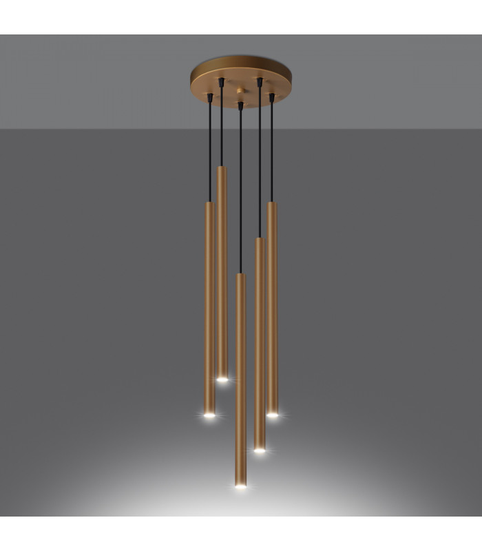Pastelo Modern Cluster Pendant Ceiling Light Gold 5x G9-3