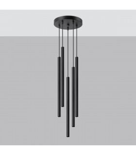 Pastelo Modern Cluster Pendant Ceiling Light Black 5x G9-2