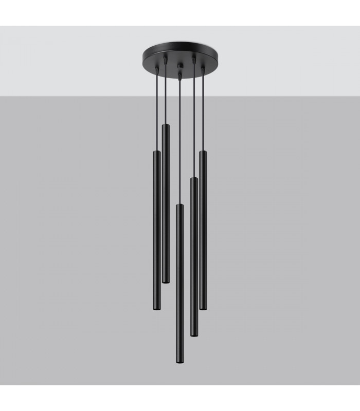 Pastelo Modern Cluster Pendant Ceiling Light Black 5x G9-2