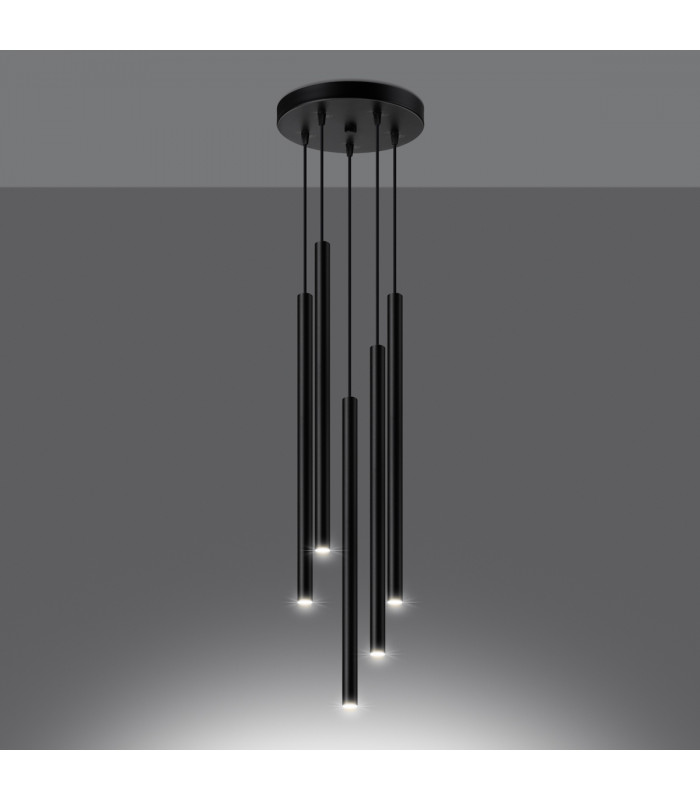 Pastelo Modern Cluster Pendant Ceiling Light Black 5x G9-3