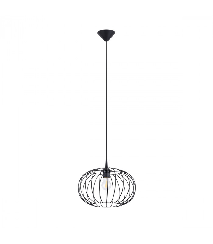 Tsuno Industrial Wire Frame Pendant Ceiling Light Black 1x E27-1