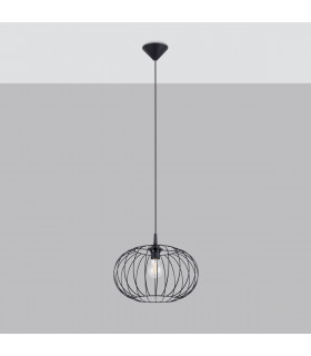 Tsuno Industrial Wire Frame Pendant Ceiling Light Black 1x E27-2