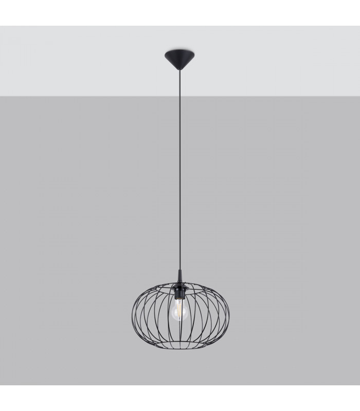 Tsuno Industrial Wire Frame Pendant Ceiling Light Black 1x E27-2
