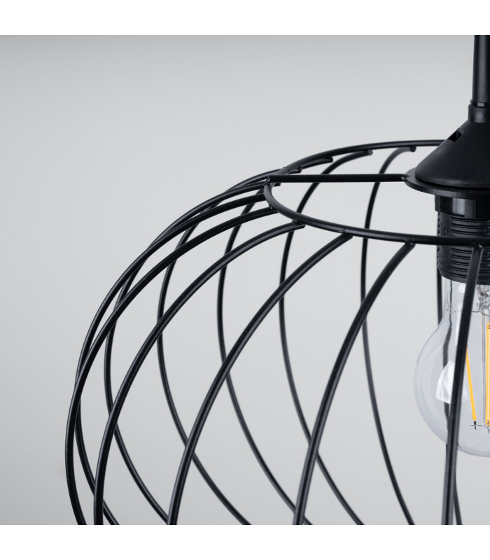 Tsuno Industrial Wire Frame Pendant Ceiling Light Black 1x E27-4
