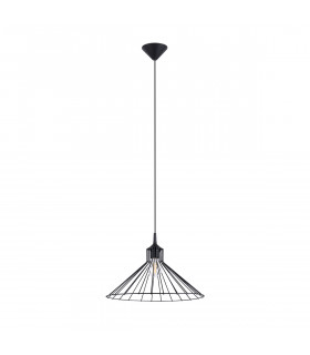 Eda Industrial Wire Frame Pendant Ceiling Light Black 1x E27-1