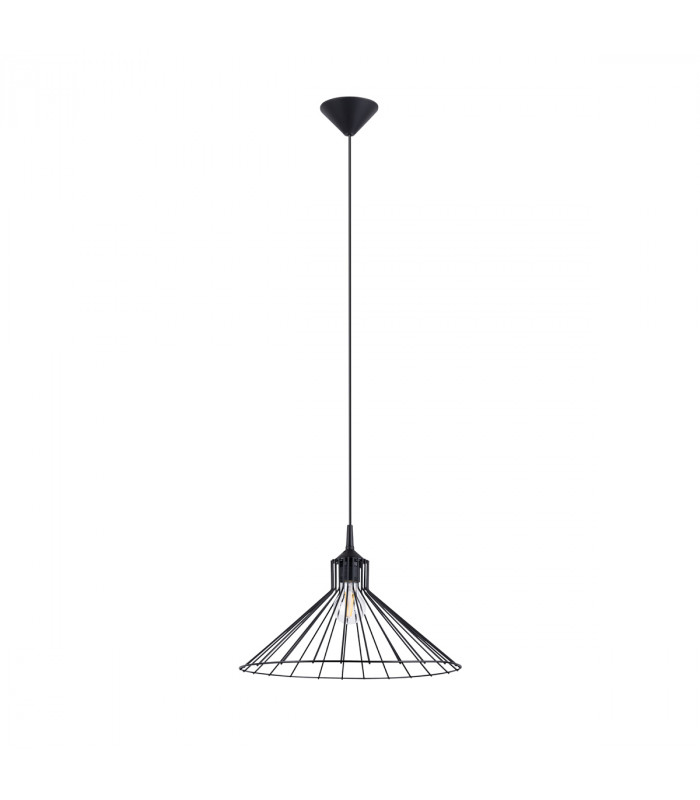 Eda Industrial Wire Frame Pendant Ceiling Light Black 1x E27-1