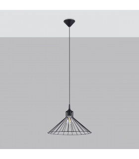 Eda Industrial Wire Frame Pendant Ceiling Light Black 1x E27-2