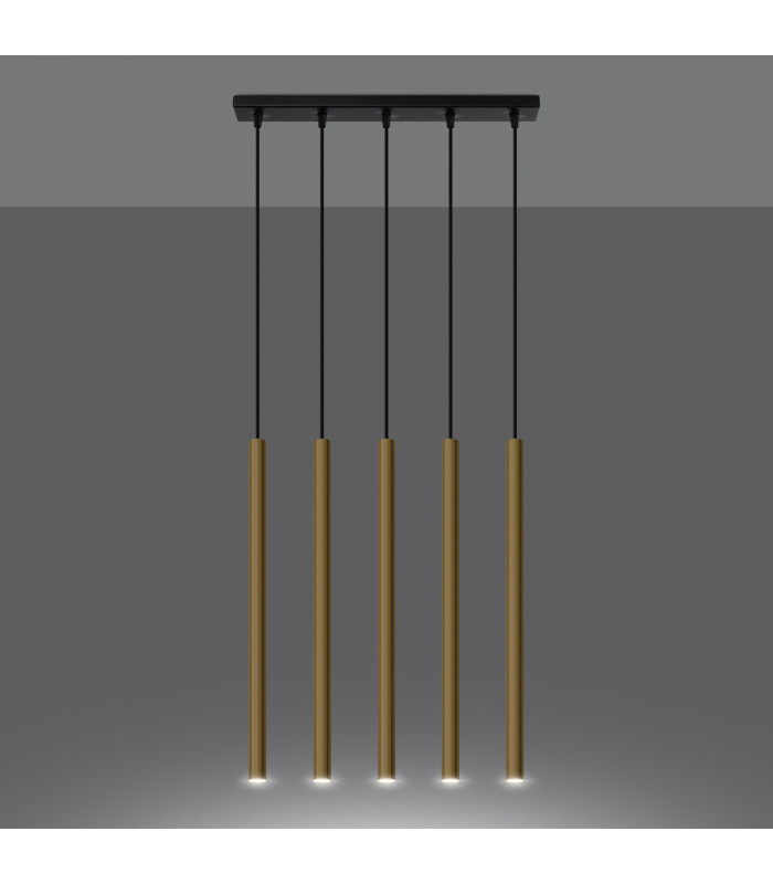 Pastelo Modern Bar Pendant Ceiling Light Polished Gold 5x G9-3