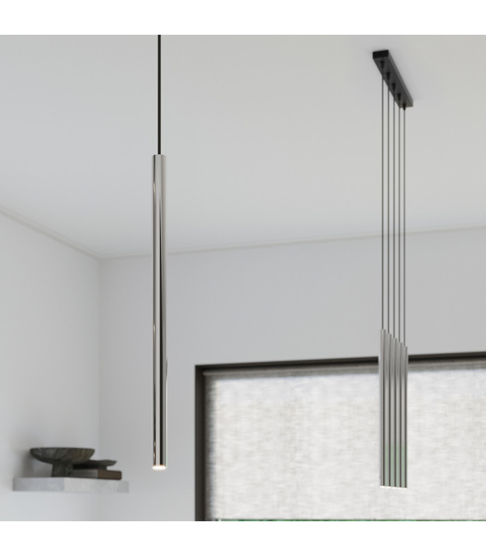 Pastelo Modern Slim Pendant Ceiling Light Chrome 1x G9-7