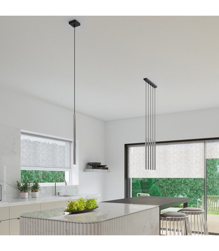 Pastelo Modern Slim Pendant Ceiling Light Chrome 1x G9-9