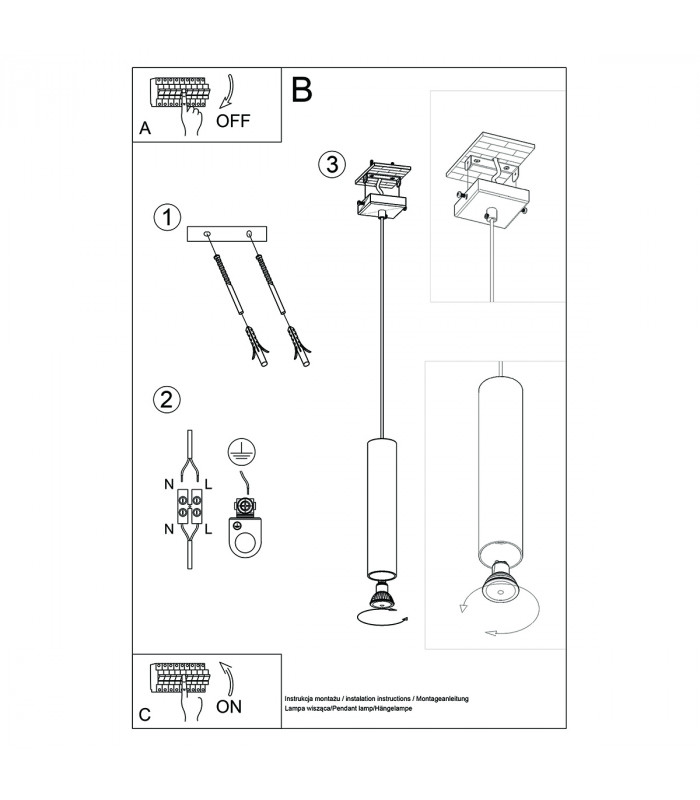 Lagos Modern Slim Pendant Ceiling Light Chrome 1x GU10-6