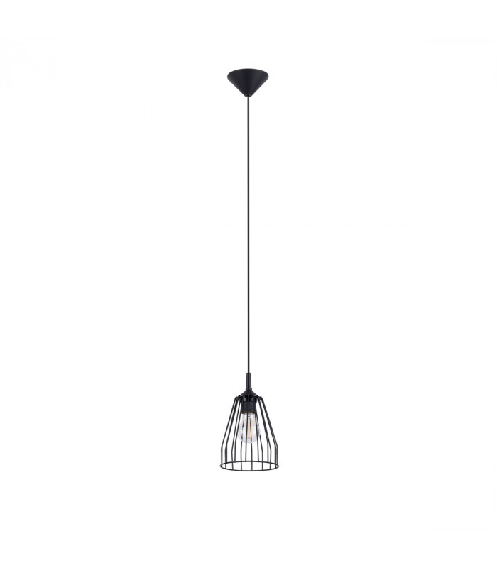 Leyo Industrial Wire Frame Pendant Ceiling Light Black 1x E27-1
