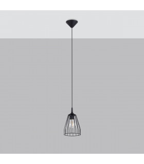 Leyo Industrial Wire Frame Pendant Ceiling Light Black 1x E27-2