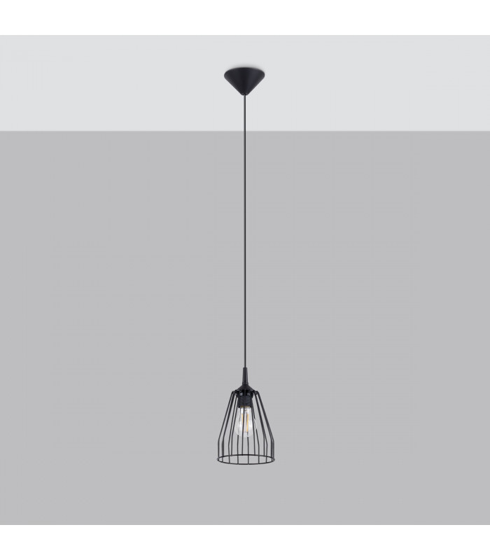 Leyo Industrial Wire Frame Pendant Ceiling Light Black 1x E27-2