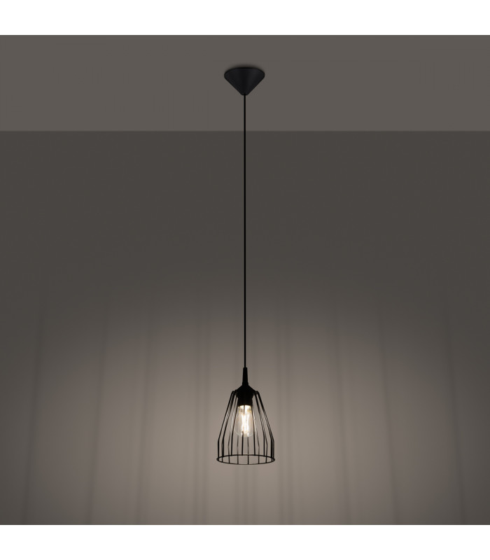 Leyo Industrial Wire Frame Pendant Ceiling Light Black 1x E27-3