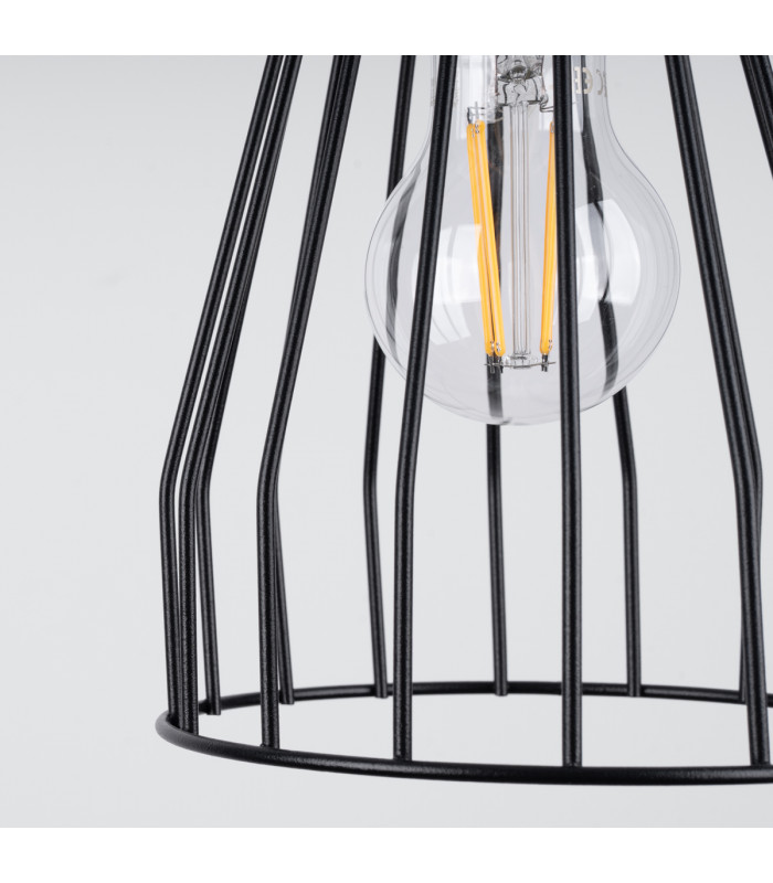 Leyo Industrial Wire Frame Pendant Ceiling Light Black 1x E27-4