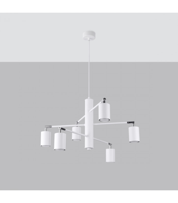 Lemmi Modern Multi Arm Pendant Ceiling Light White 6x GU10-2