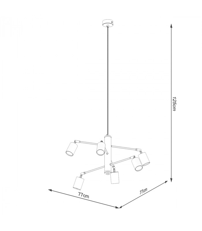 Lemmi Modern Multi Arm Pendant Ceiling Light White 6x GU10-5