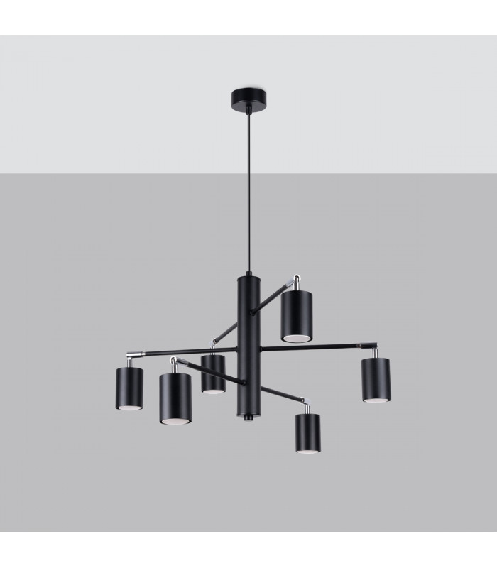 Lemmi Modern Multi Arm Pendant Ceiling Light Black 6x GU10-2