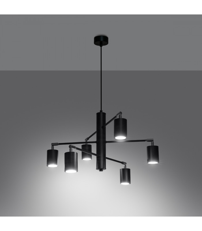 Lemmi Modern Multi Arm Pendant Ceiling Light Black 6x GU10-3