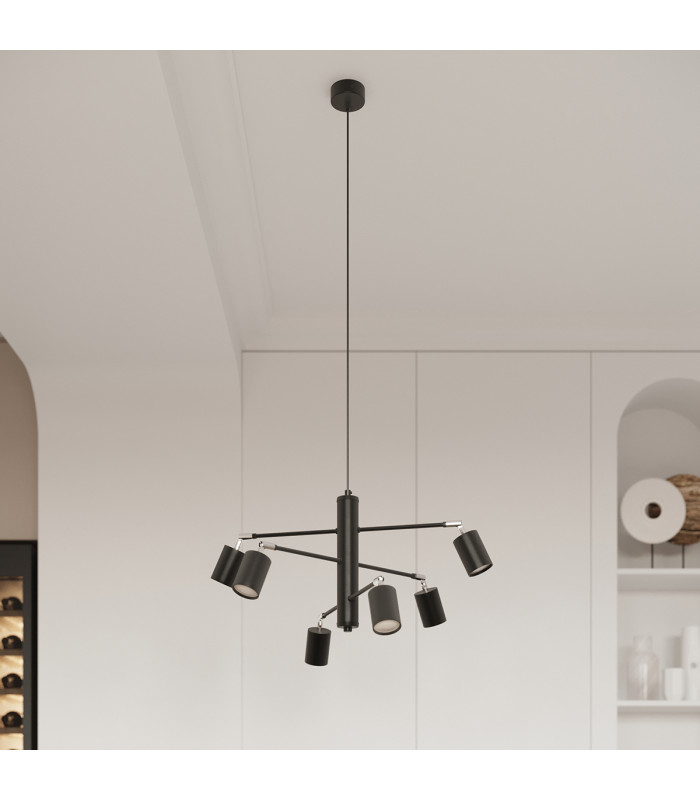 Lemmi Modern Multi Arm Pendant Ceiling Light Black 6x GU10-9