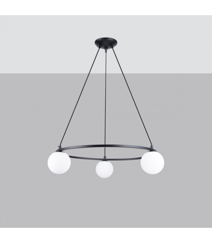 Yoli Modern Globe Pendant Ceiling Light Black 3x G9-2