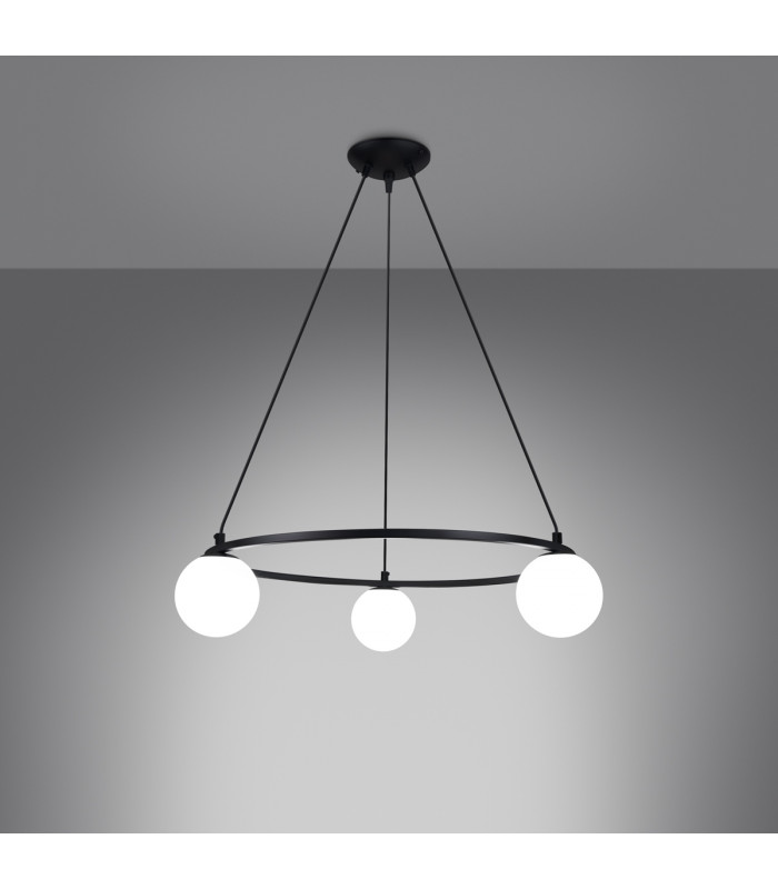 Yoli Modern Globe Pendant Ceiling Light Black 3x G9-3
