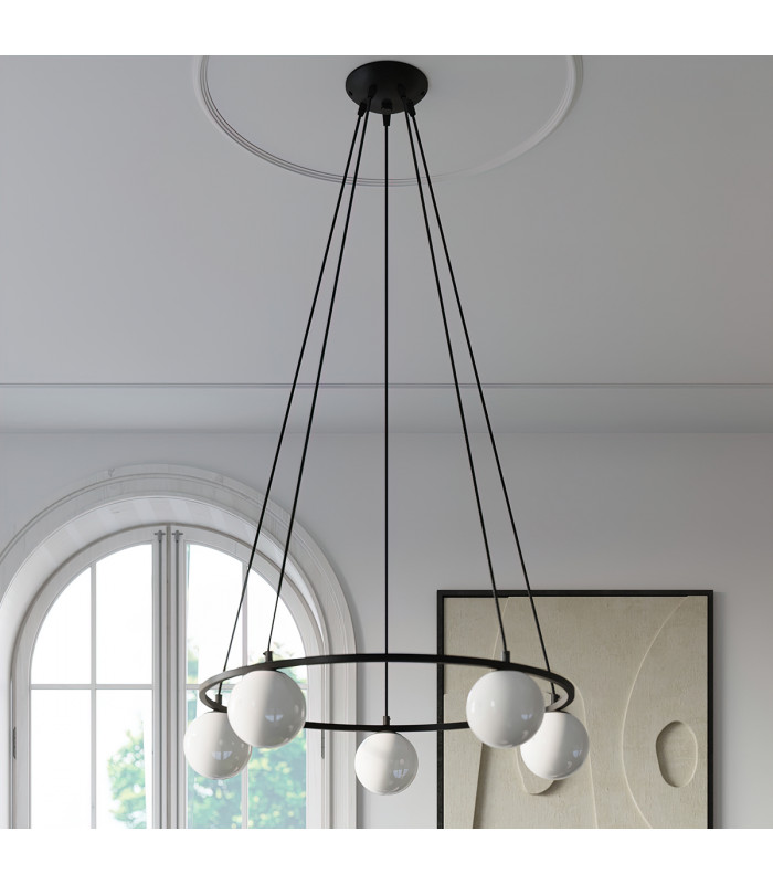 Yoli Modern Globe Pendant Ceiling Light Black 3x G9-7