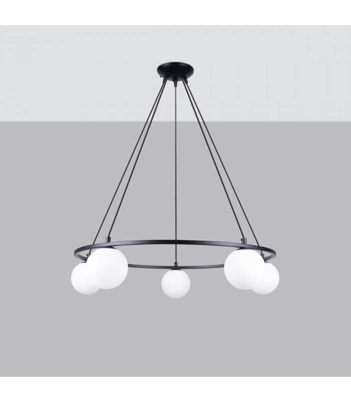 Yoli Modern Globe Pendant Ceiling Light Black 5x G9-2