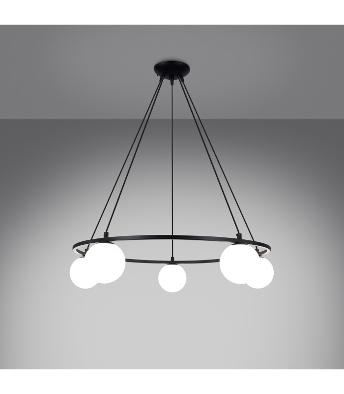 Yoli Modern Globe Pendant Ceiling Light Black 5x G9-3