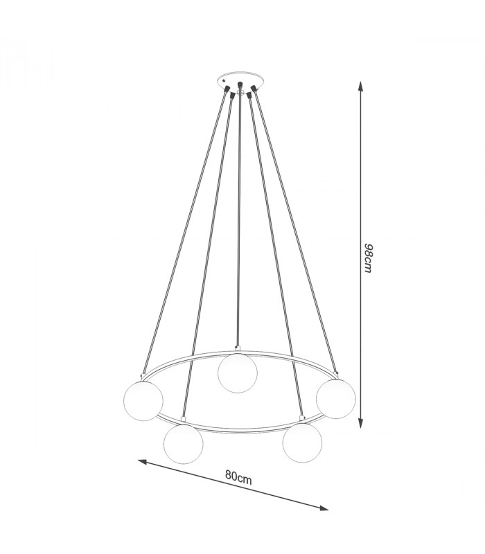 Yoli Modern Globe Pendant Ceiling Light Black 5x G9-5