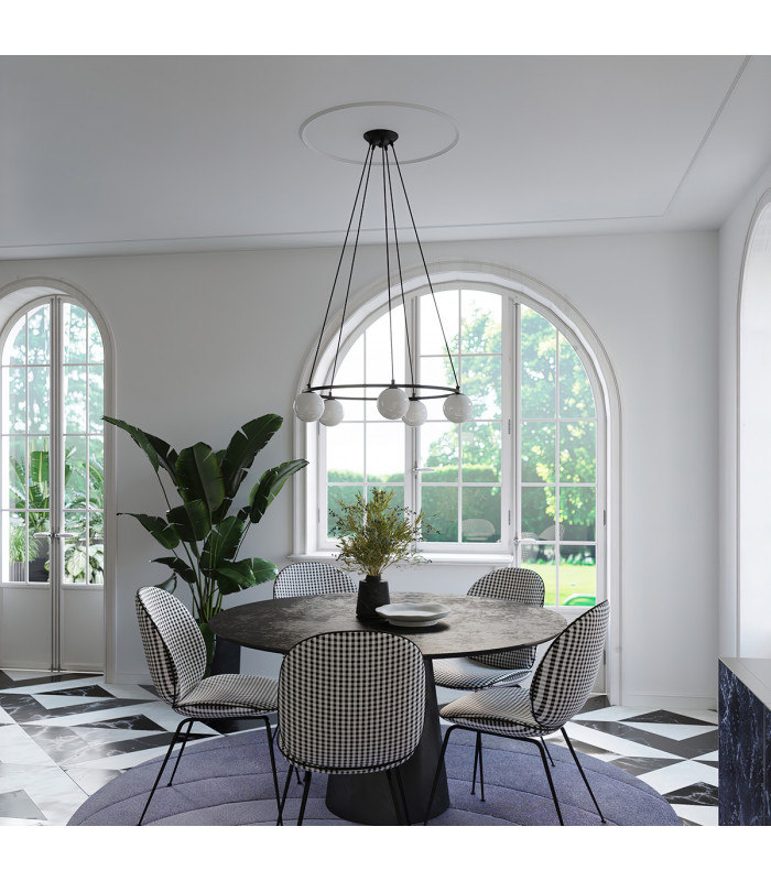Yoli Modern Globe Pendant Ceiling Light Black 5x G9-8