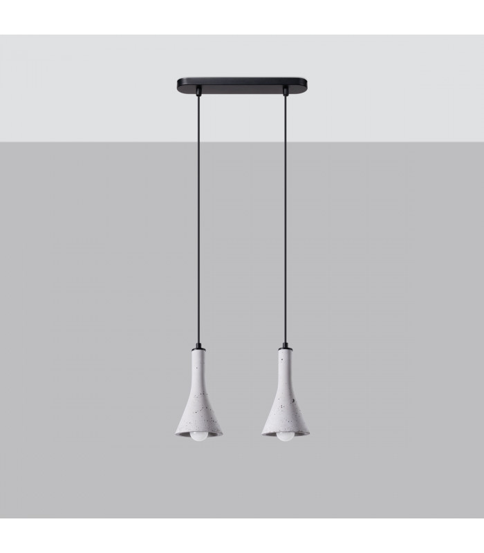 Rea Modern Bar Pendant Ceiling Light Concrete 2x E14-2