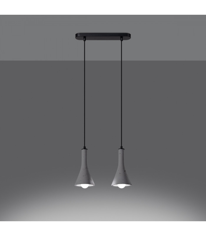 Rea Modern Bar Pendant Ceiling Light Concrete 2x E14-3