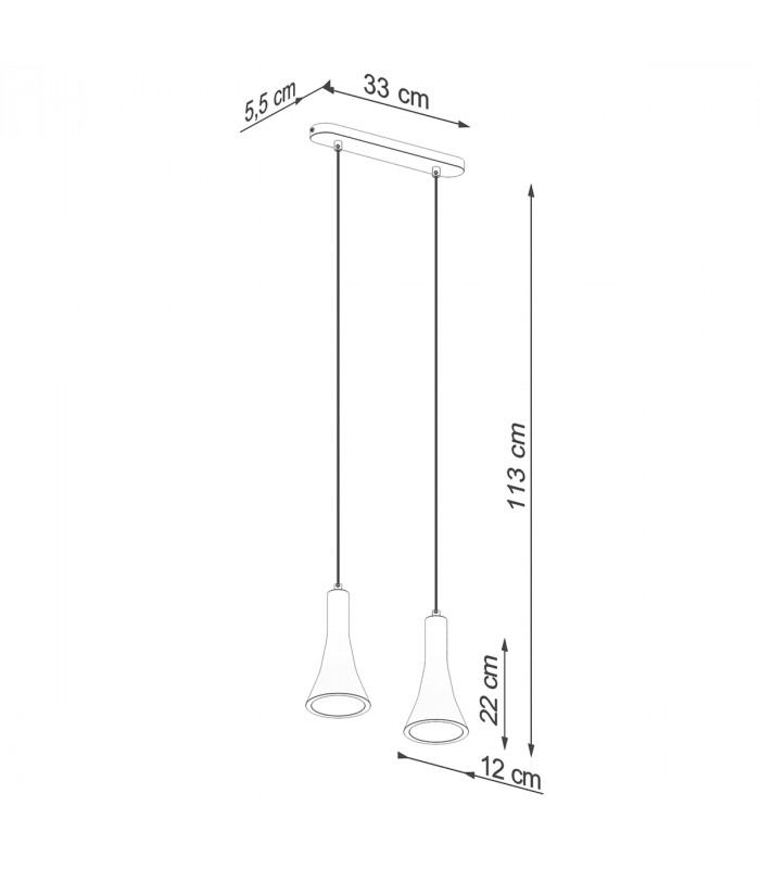 Rea Modern Bar Pendant Ceiling Light Concrete 2x E14-5