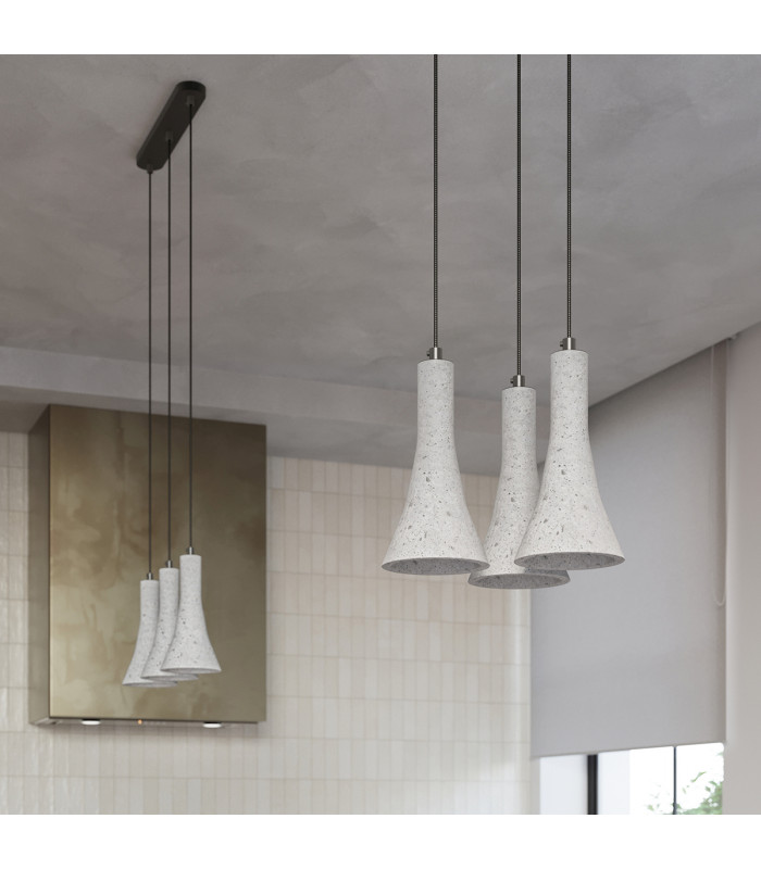 Rea Modern Bar Pendant Ceiling Light Concrete 2x E14-7