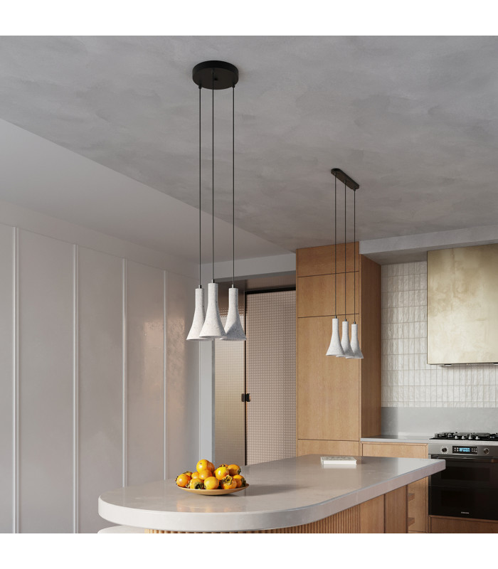 Rea Modern Bar Pendant Ceiling Light Concrete 2x E14-9