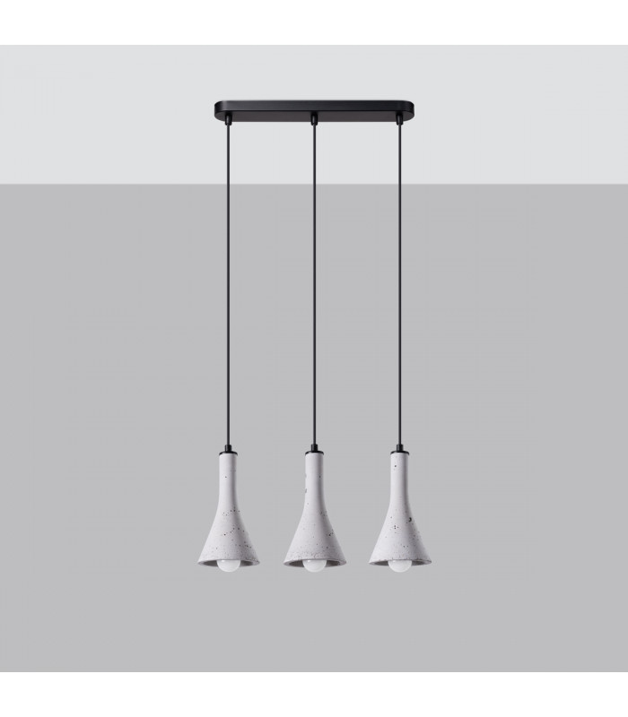 Rea Modern Bar Pendant Ceiling Light Concrete 3x E14-2
